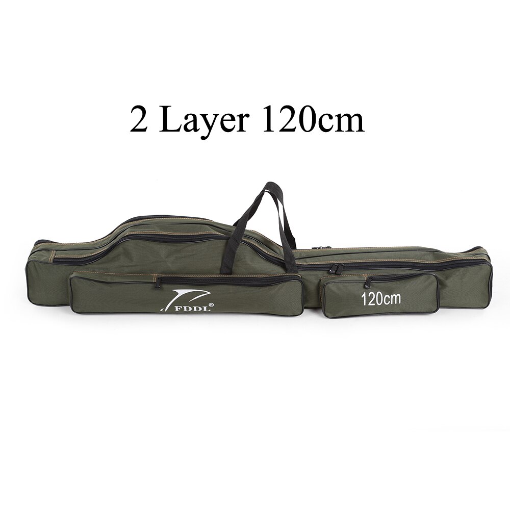 FDDL Portable Folding Fishing Bags Rod Carrier Canvas Fishing Pole Tools Storage Bag Case Fishing Gear Tackle 120/130/ 150cm: 2 layer 120cm