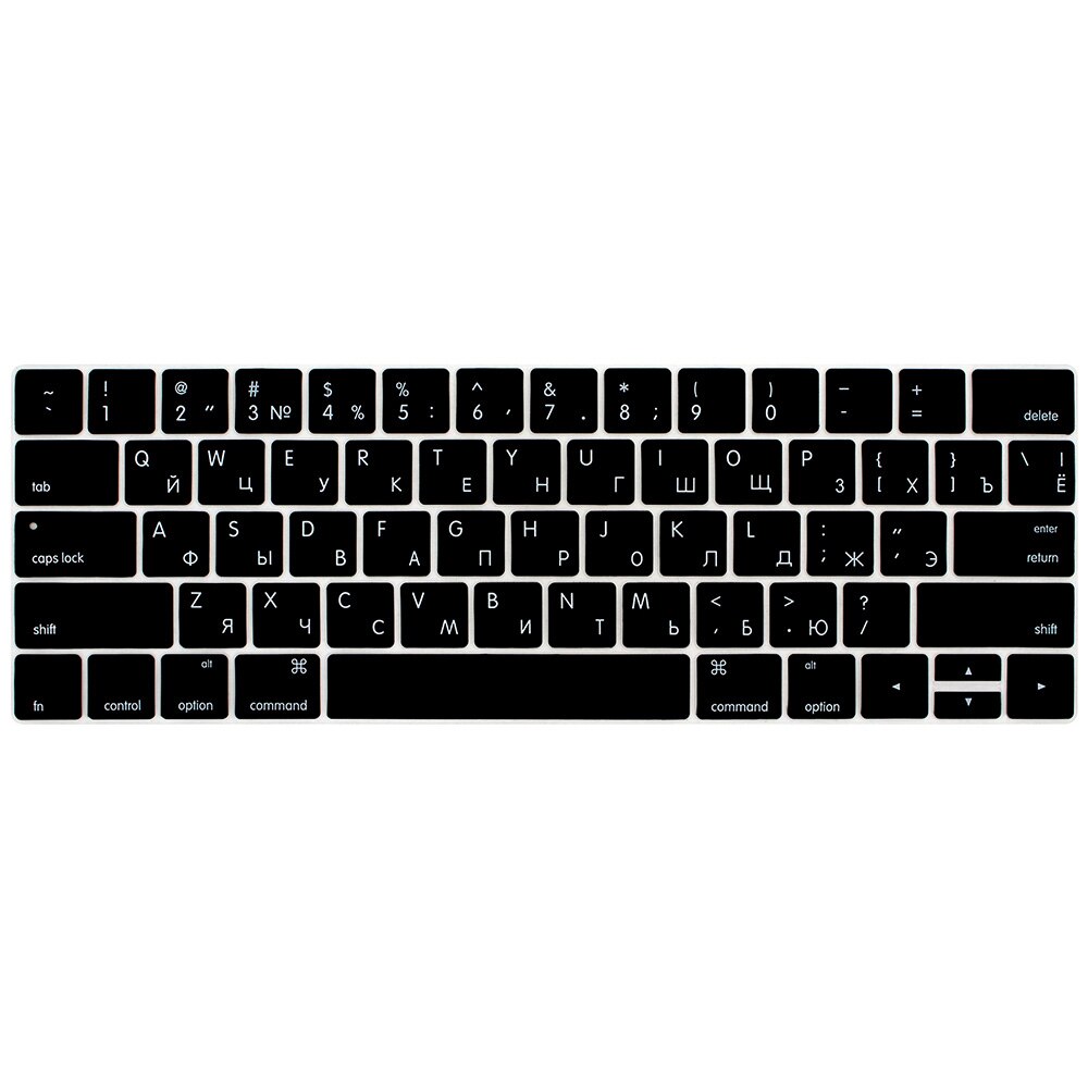 Cubierta de teclado ruso para Mac Book, 13, 15 pulgadas, con barra táctil, A1706, A1707, A1989, 1990, cubierta para teclado de portátil, película de teclado a Color: Black