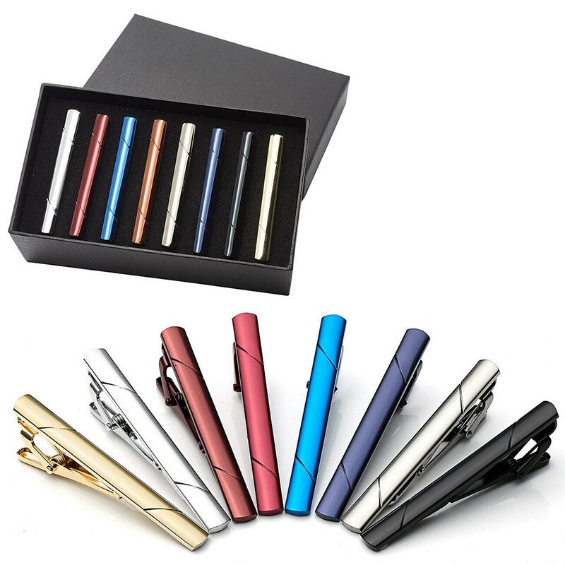 8pcs Mens Business Stainless Steel Ties Necktie Clasp Pin Tie Clip Bar Tacks Set For Boyfriend Father