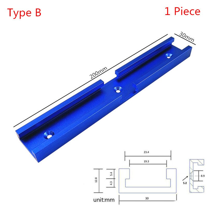 Woodworking T-Slot T-Track Miter Track Cross Connector Rail Guide Chute Circular Saw Flip Table Saw Track Intersection Parts Set: 200mm Blue B