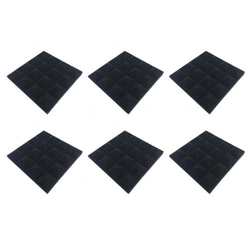 6 stuks 25 x 25 x 5cm piramide studio akoestisch paneel tegel geluiddicht schuim kussen pad: Zwart