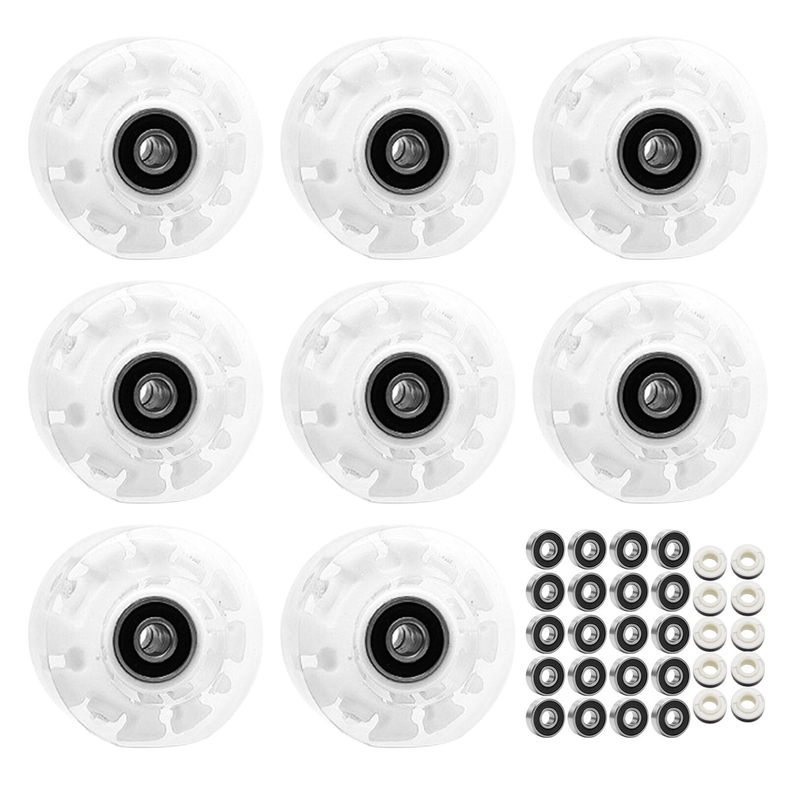 8pcs Outdoor Skateboard Light Up Roller Skate Wheel LED Luminous For Double Row Wear Resistant Easy Install Replacement Parts
