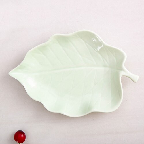 JINSERTA Ceramic Storage Tray Dinner Plate Dish Tableware Dessert Fruit Cake Salad Sushi Snack Nuts Plate for Desktop Decor: Green