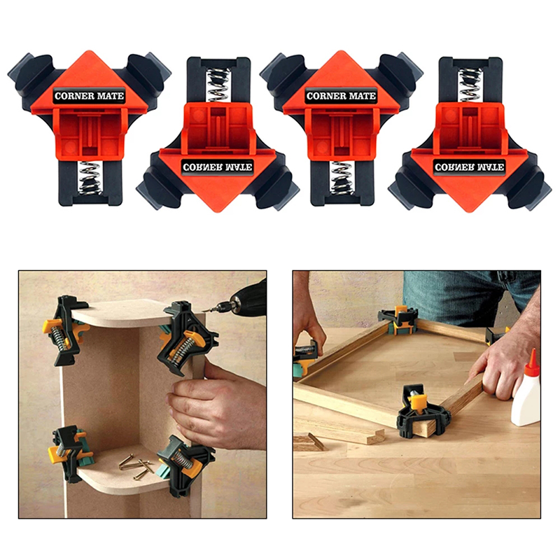 Clips de fijación de ángulo recto para carpintería, abrazadera de esquina para marco de imagen, herramienta de mano para carpintería, accesorio de bricolaje, 4 Uds.
