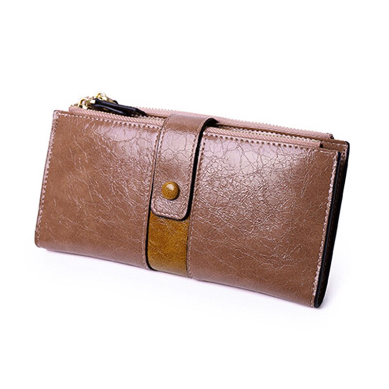 Dames portemonnee met hoge capaciteit, lange pu leren portemonnee, dames portemonnee met dubbele rits, clutch, portemonnee voor dames, polsbandje: Een -7