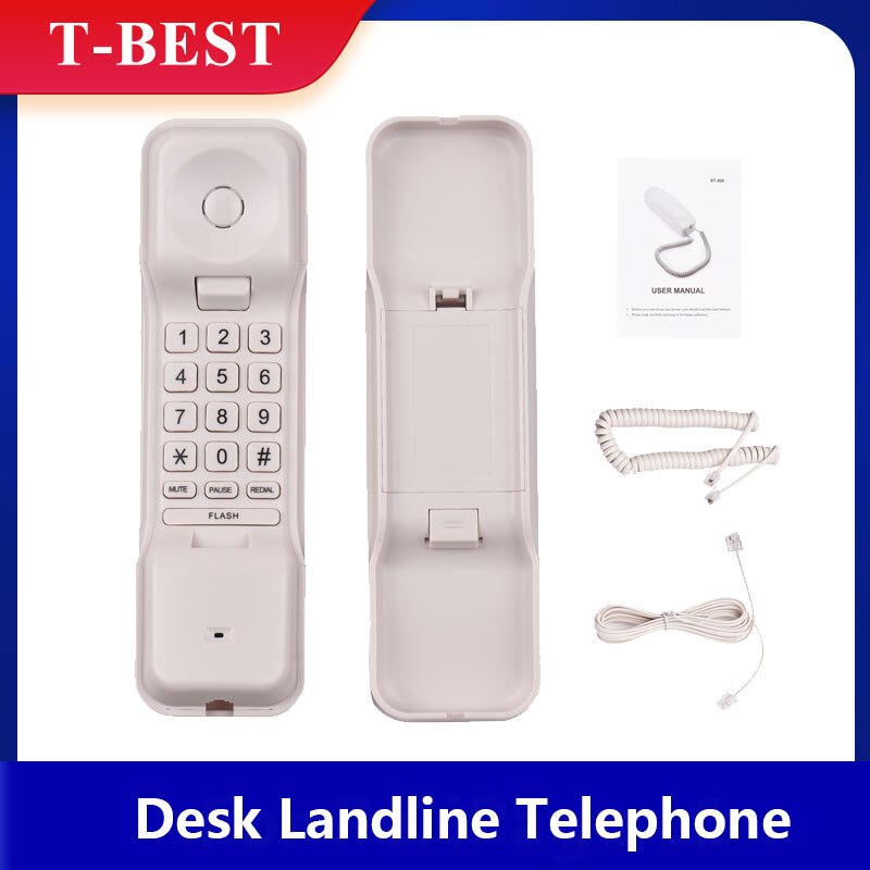 Téléphone filaire Bureau Téléphone Fixe Support Mural Support Fixe Recomposer/Flash/Pause/Silencieux pour La Maison Bureau Entreprise Hôtel Café