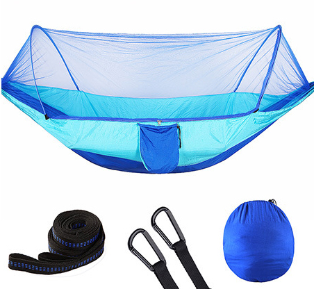 290*140 Hangmat Met Anti-Mug Outdoor Dubbele Nylon Parachute Doek Camping Klamboe Snel Open Hangmat: Dark Gray