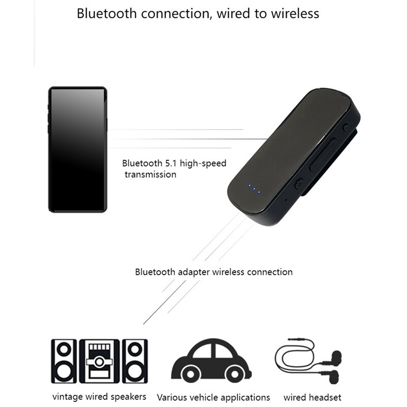 Bluetooth 5.1- audioempfänger, lavalier-stereo-tf-kartenempfänger, autoradioempfänger für computer
