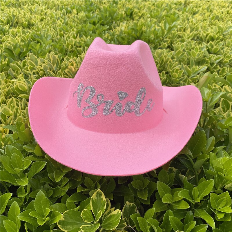 Pink Tiara Western Style Cowgirl Hat For Women Wedding Bachelorette Party Pink Beach Cowboy Hat Decorations Bridal Team Cap