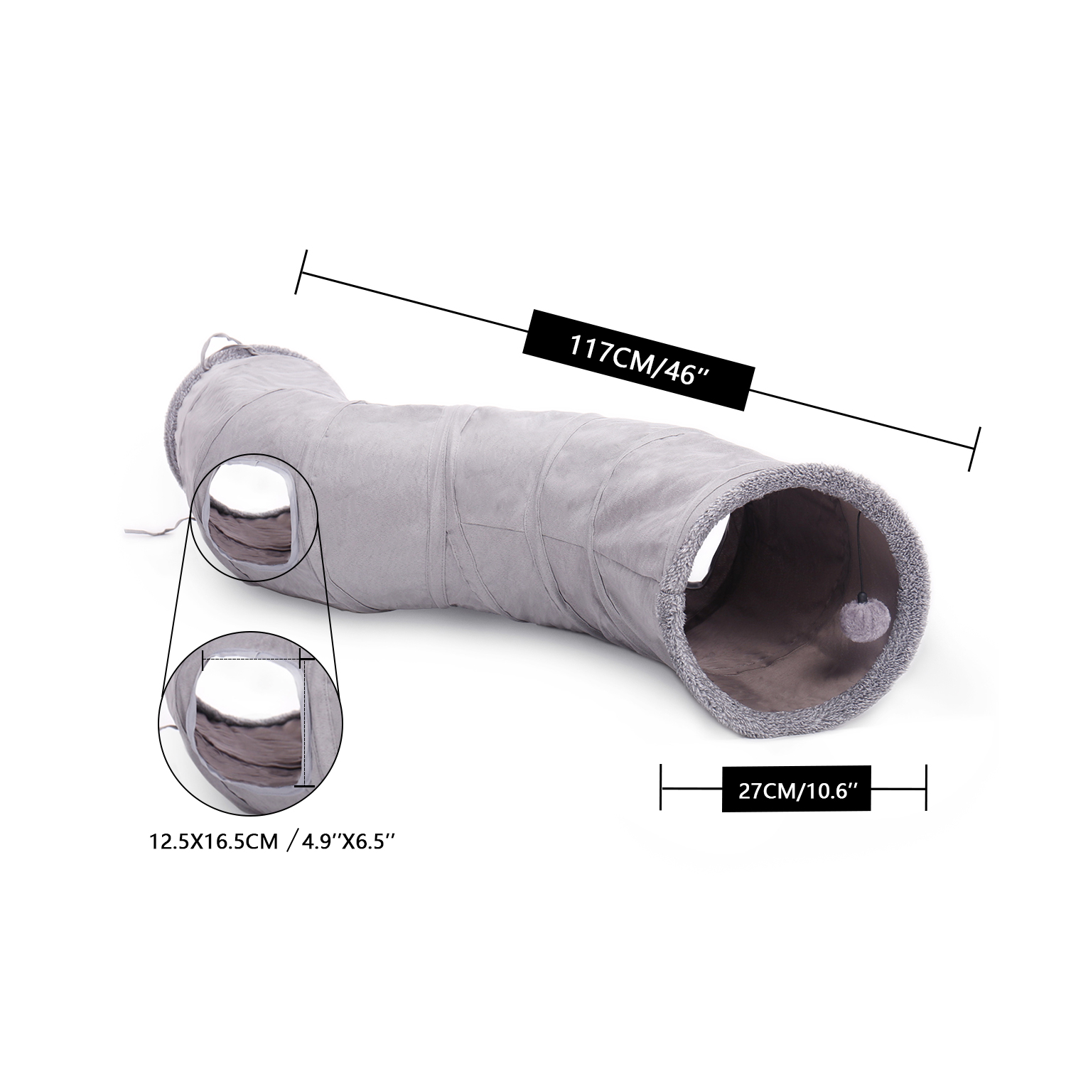 Mocka material hopfällbar katttunnel kattunge lekrör för stora katter hundar kaniner med boll roliga kattleksaker