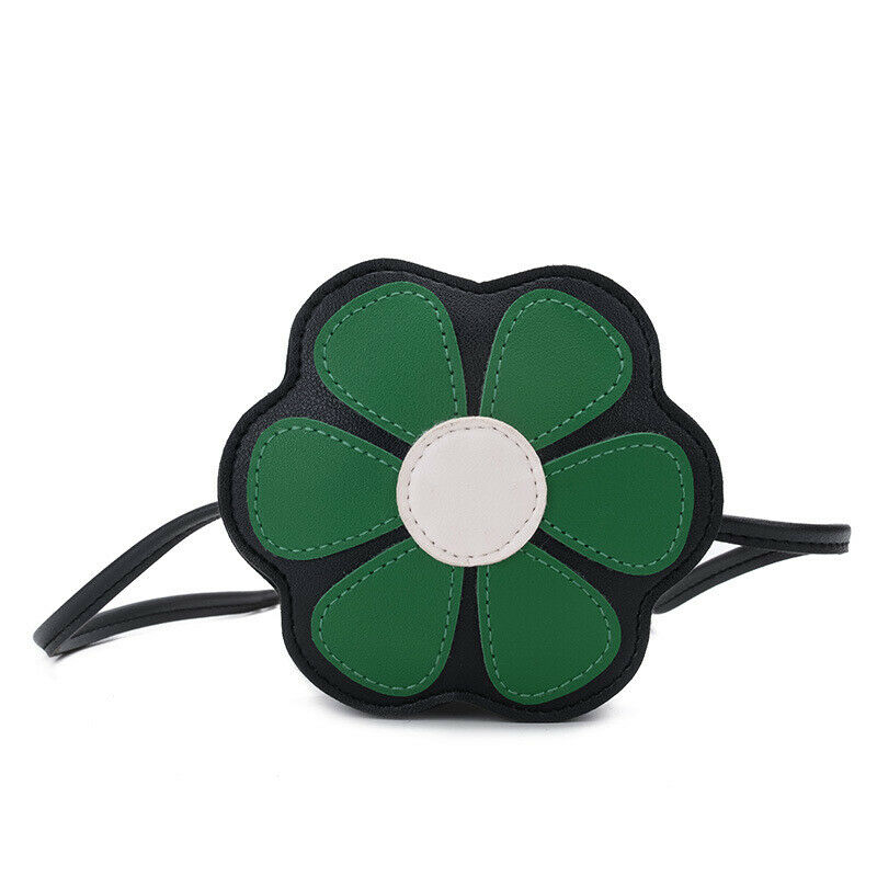 Kinderen Leuke Handtassen Bloem Vormige Portemonnees Pu Lederen Schoudertas Crossbody Tas Voor Kids Peuter Meisjes: green