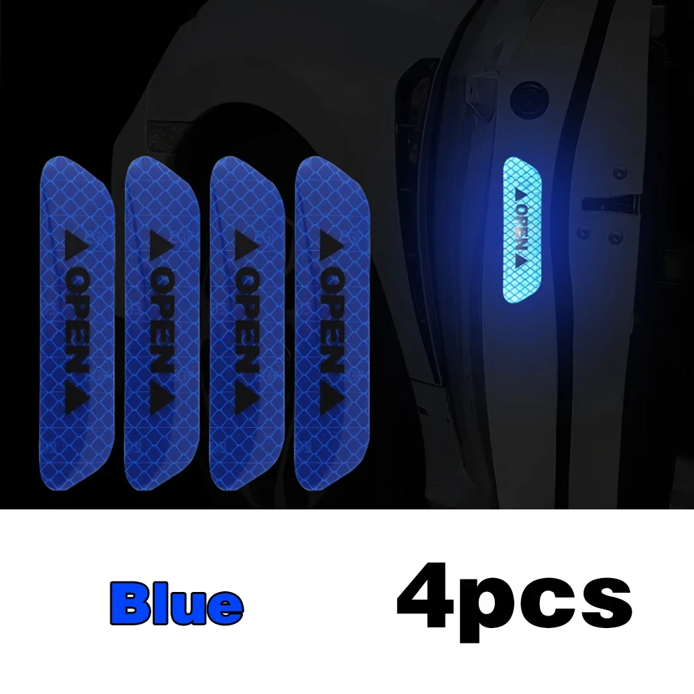 4 STUKS Reflecterende Auto Sticker Auto Deur Veiligheid Opening Waarschuwing Reflector Tape Decal Exterieur Reflector Sticker voor Auto Accessoires
