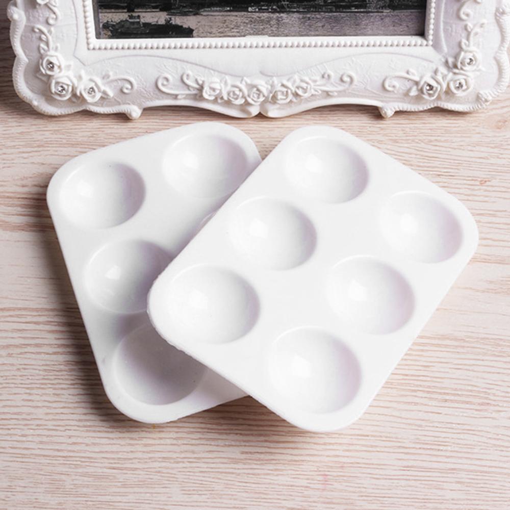 12Pcs Paint Palettes White 6 Well Rectangular Watercolor Palette Painting Tray
