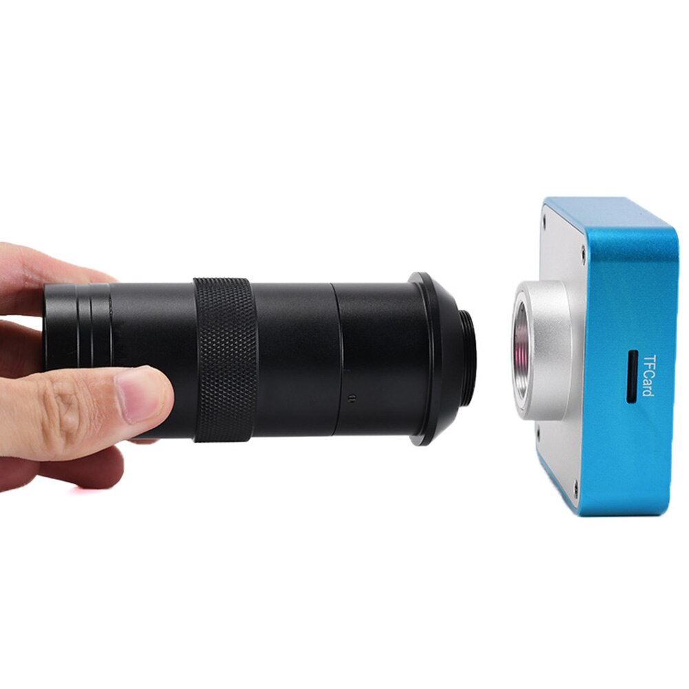 Indústria microscópio câmera c-montagem lente de vidro 8x-130x ampliação ajustável 25mm zoom ocular lupa puo88