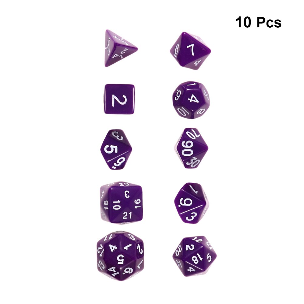 1 set van /10 stuks acryl polyhedron dobbelstenen, getallen dobbelstenen, veelzijdige entertainment dobbelstenen voor thuis, bar, bordspellen (zwart)