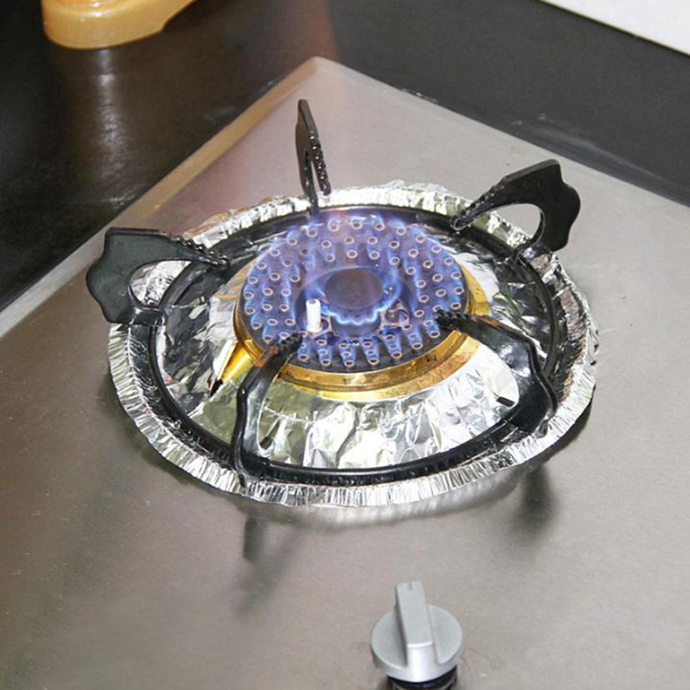 10Pcs Aluminium Folie Papier Gasfornuis Fornuis Protectors Cover Pad Vetvrij Aluminiumfolie Papier Keuken Schoonmaken Accessoires