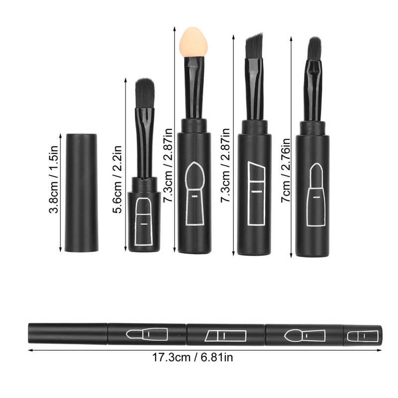 Pincel de labios telescópico completo 4 en 1, brochas de maquillaje telescópicas portátiles para mujer, para uso diario