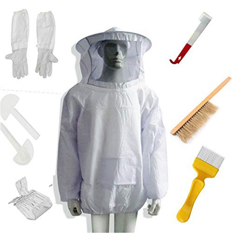 Bijenteelt Imker Pak Bee Jas Handschoenen Bijenkorf Borstel J Haak Bijenkorf Tool Set 8 Kits: Default Title