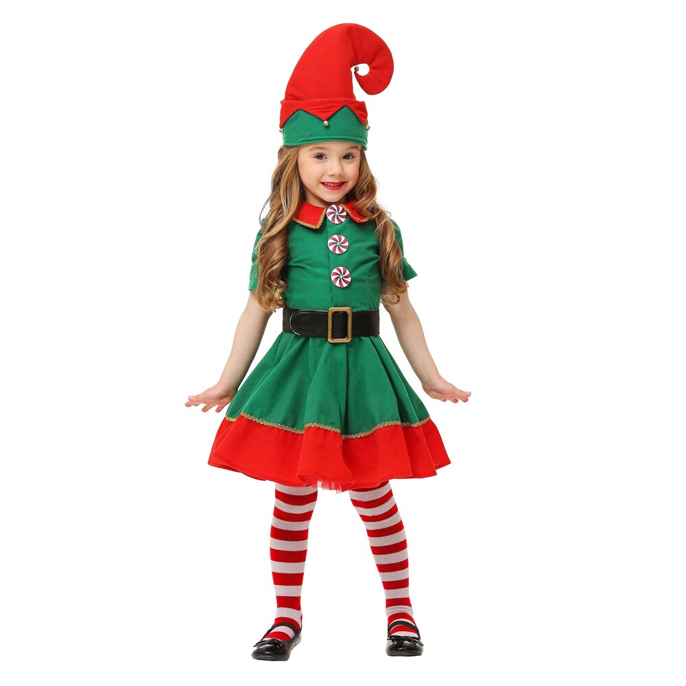 Christmas Outfit Girls Elf Costume Family Christmas Costume Parent Children Women Christmas Dress