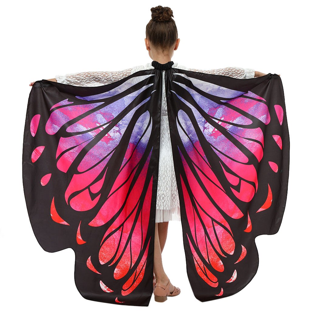 100% Gloednieuwe Halloween Vlinder Vleugels Sjaal, Zachte Stof Fairy Pixie Monarch Kostuum Cape Met Antennes Hoofdband