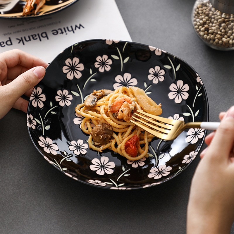 Os chine ustensiles de cuisine porcelaine carré assiette creuse assiette boulette nordique sous-glaçure ménage ustensiles de cuisine porcelaine