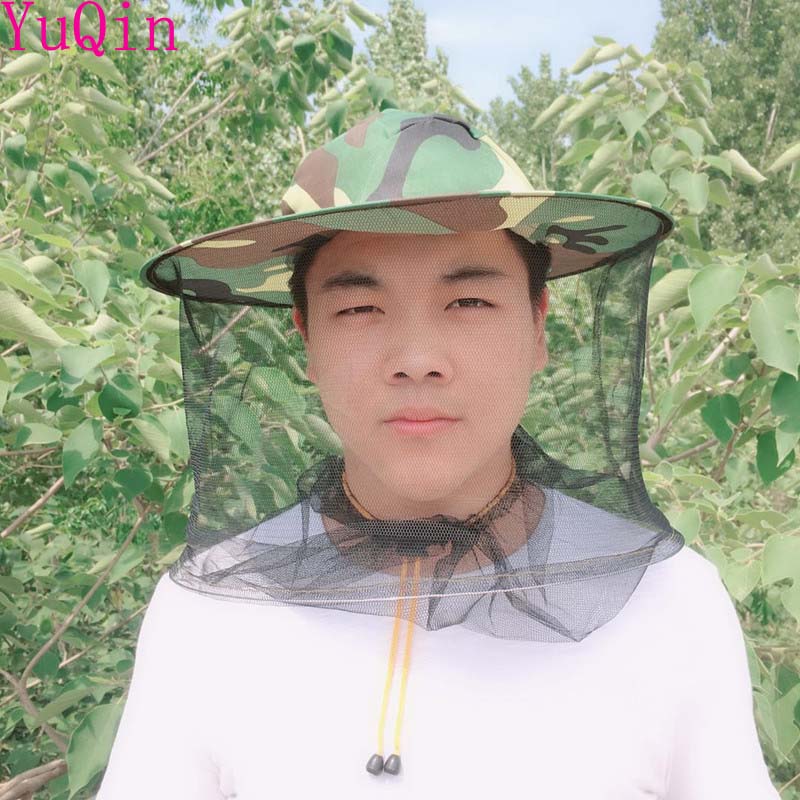 6 stuks/partij camouflage imkers bijenhoed sluier anti-muggen jungle hoed buiten zonnehoed voor veldactiviteiten