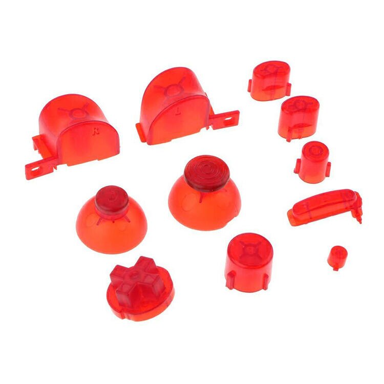 Juego completo de botones para Nintendo Gamecube, teclas coloridas L R ABXY Z con tapas de Thumbsticks para mando llamativo Y X A B para N GC: Transparent Red