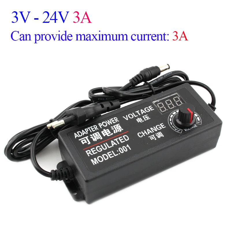 Adjustable AC To DC Power Supply 3V 5V 6V 9V 12V 15V 18V 24V 3A 5A Power Supply Universal 8 Pin DC 48W 60W 72W Adapter: green