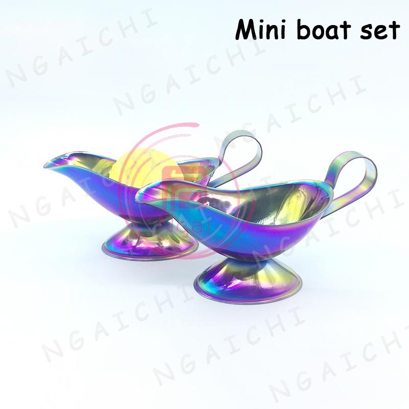 Saus Gerechten Cup Steak Saus Mini Boot Dessert Servies Set Frieten Tomatensaus Cups Set Rainbow Rvs: Mini boat set