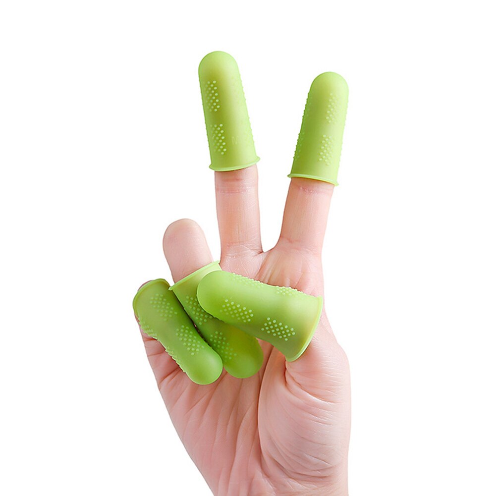 3/5/12Stck Silikon Fingerlinge Schutz Hülse Abdeckung Anti-schneiden Anti-Unterhose Wärme Beständig Finger Handschuhe Heimat Küche Kochen Werkzeug: Grün 5Stck
