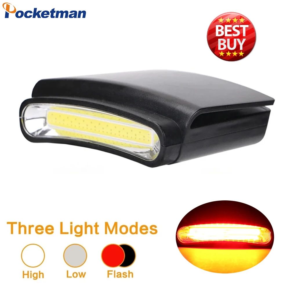 Bærbar hatteklemmelampe cob led-pandelampe hattebrætlys mini-pandelampe fiskehovedlampe hovedlommelygte aaa