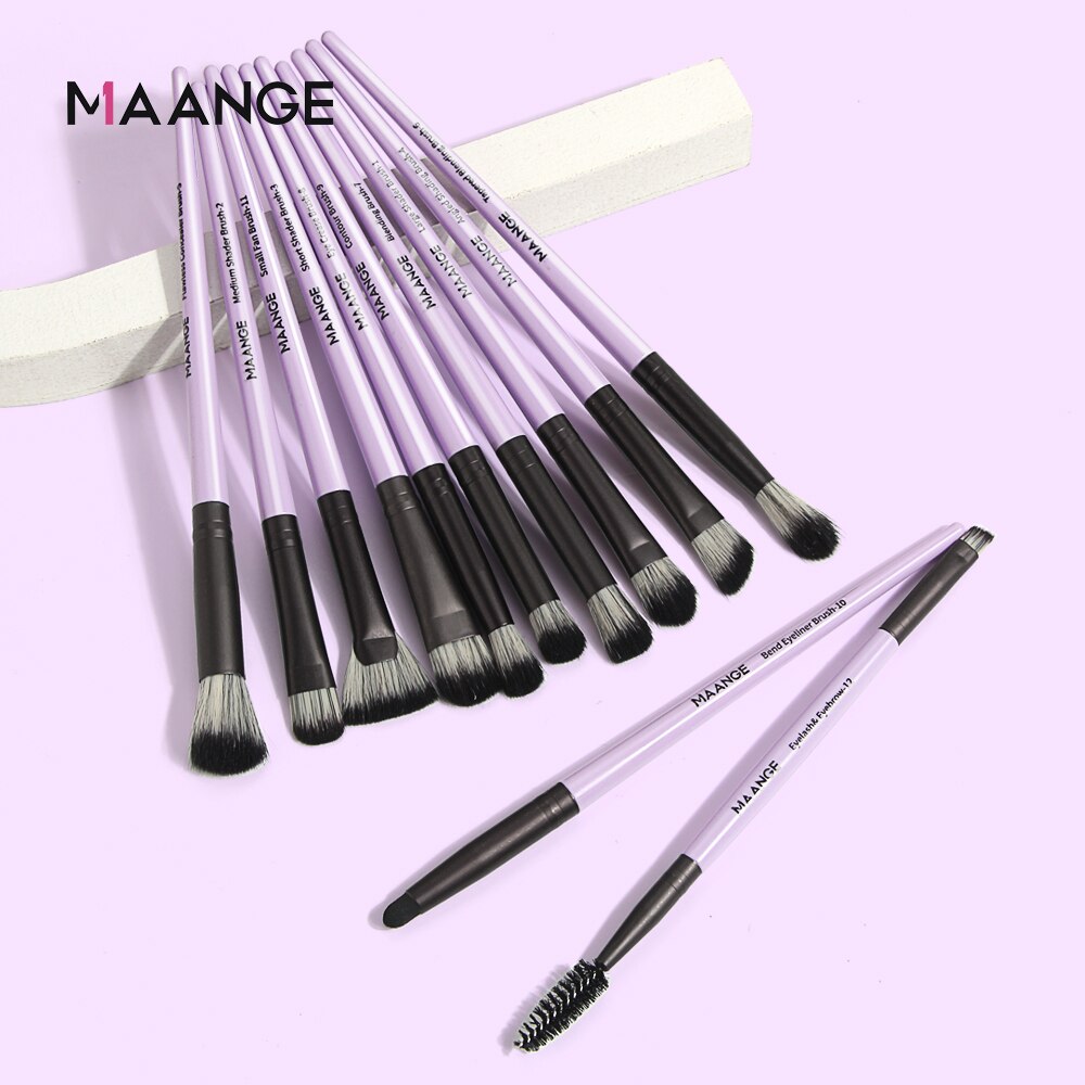 MAANGE – ensemble de pinceaux de maquillage Pro, 3/5/12 pièces, ombre à paupières, Eyeliner, brosse à sourcils, outils de mélange de beauté: 12pcs Purple