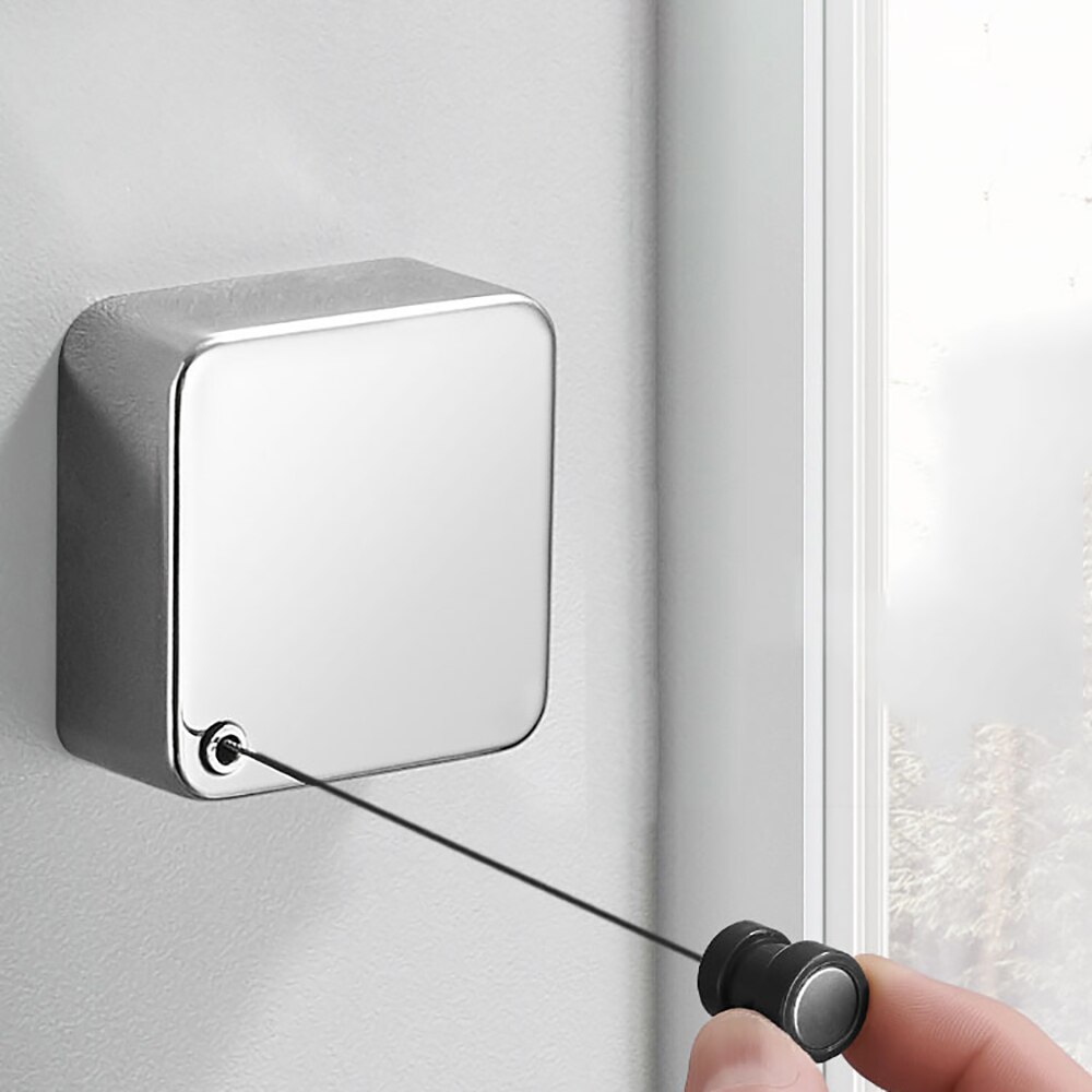 Retractable clothes line Stainless Steel laundry line Outdoor clothesline rope Wall Mounted Clothes Dryer Clothes Pegs 1Set