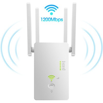 1200Mbps Wireless Wifi Repeater Router Dual Band 2.4G&5G Signal Booster Powerline Long Range Wifi Extender Powerline Adapter: EU Plug / White