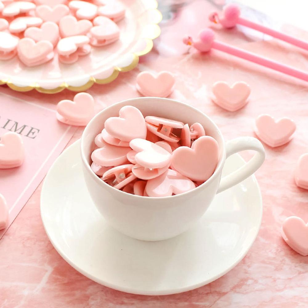 5 pièces bricolage Kawaii papeterie amour coeur rose trombones fichier Clip organisateur Photo Papelaria photographie fournitures accessoires