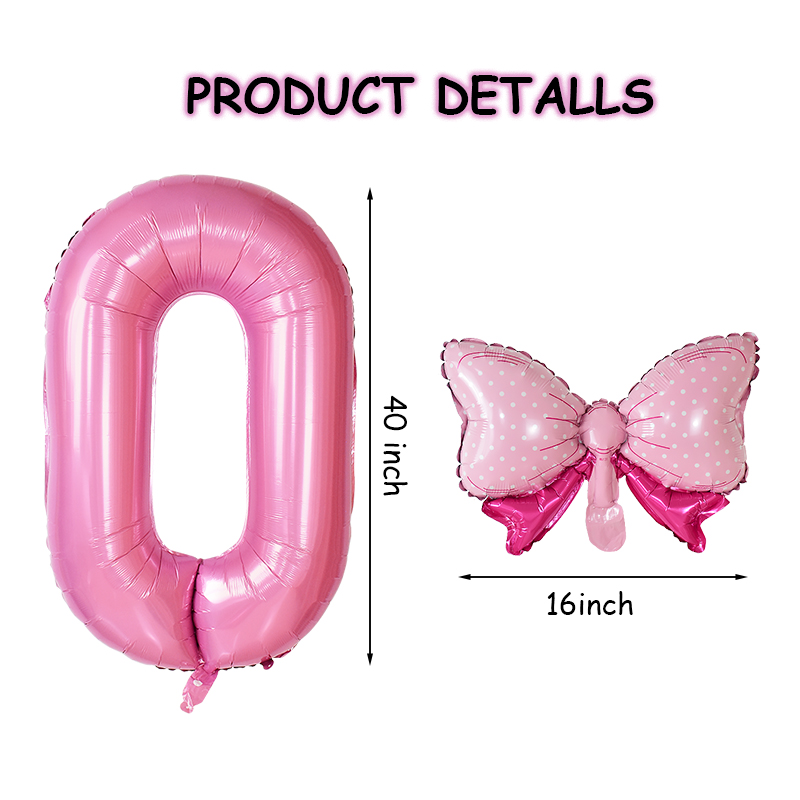 1pc grande 40 polegada número balão de folha rosa com arco 1 2 3 4 5 6 7 8 9 para crianças meninos meninas festa aniversário decorações do chuveiro do bebê