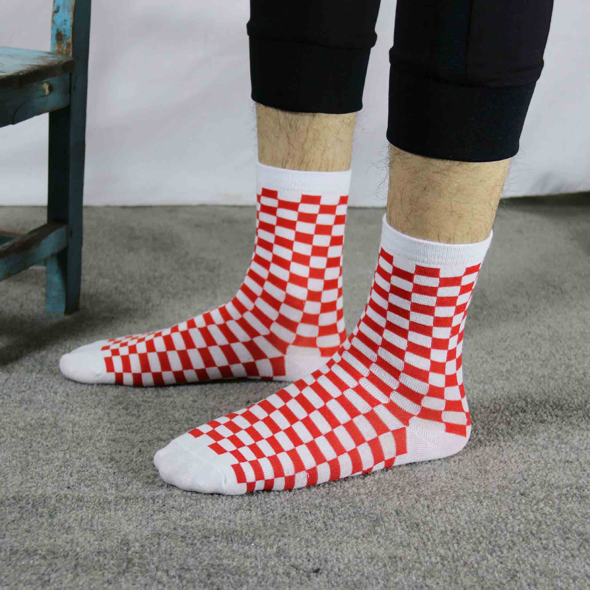 1 Pair Funky kawaii Trend Women Checkerboard Socks Geometric Checkered Socks Men Hip Hop Cotton Unisex Streetwear Novelty Socks: B