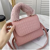 Unieke Tas Winter Vierkante Bag Pluche Handtas & Elegante Schoudertas Messenger Bag Breedte 20Cm Hoogte 16cm: Roze