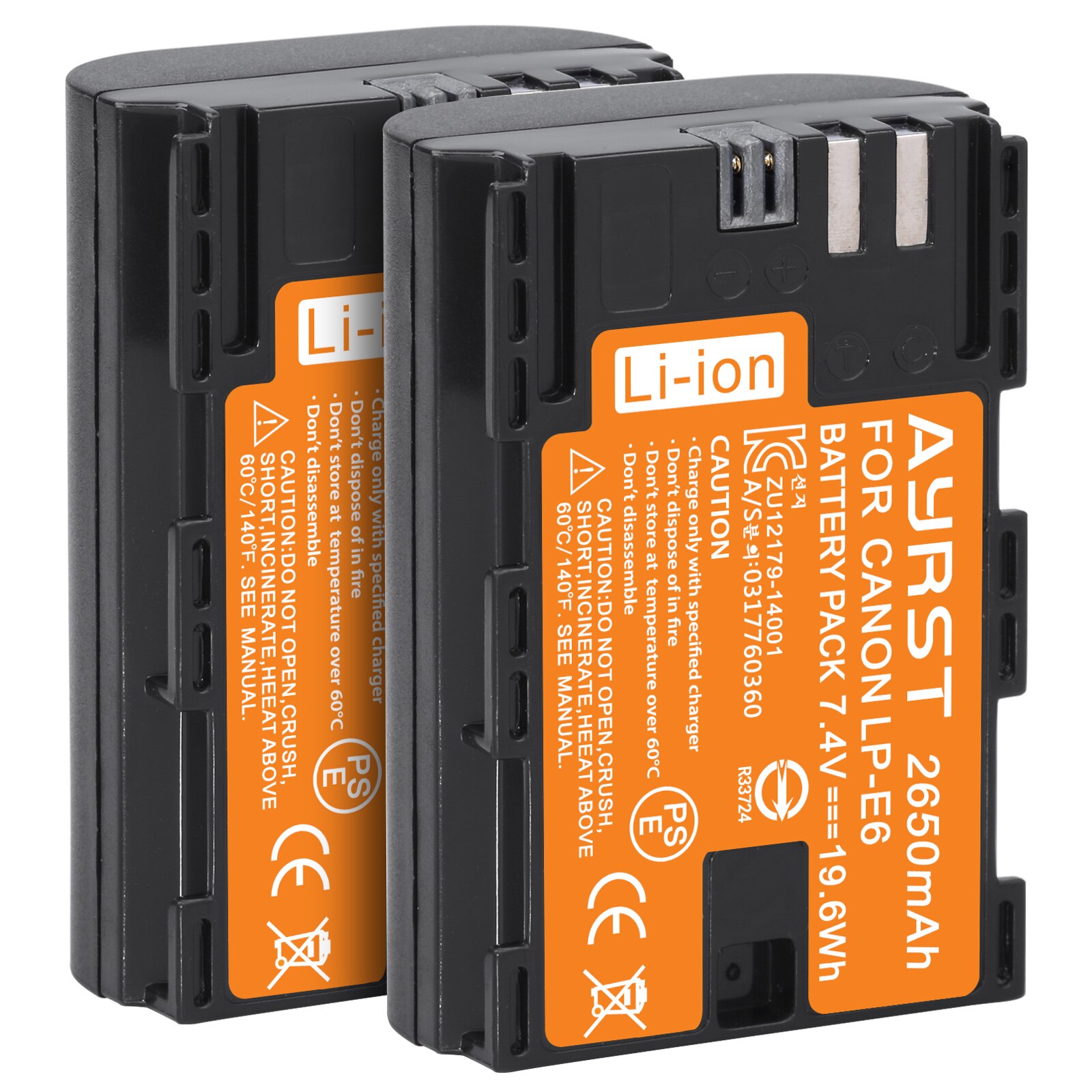 Batterie 2650mAh LP E6 LPE6 LP-E6 E6N + double chargeur LED pour appareil photo Canon EOS 5DS R 5D Mark II 5D Mark III 6D 7D 70D 80D: 2 Battery