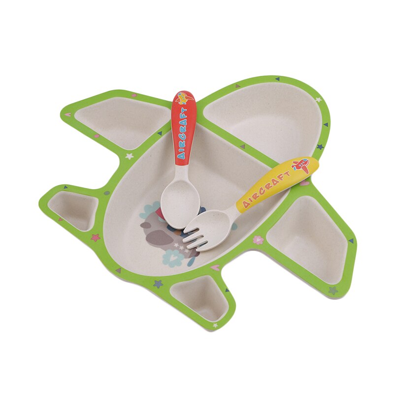 Vliegtuigvorm keramiek baby leer servies babyvoeding dinerborden pallet + vork + lepel baby servies 1 set