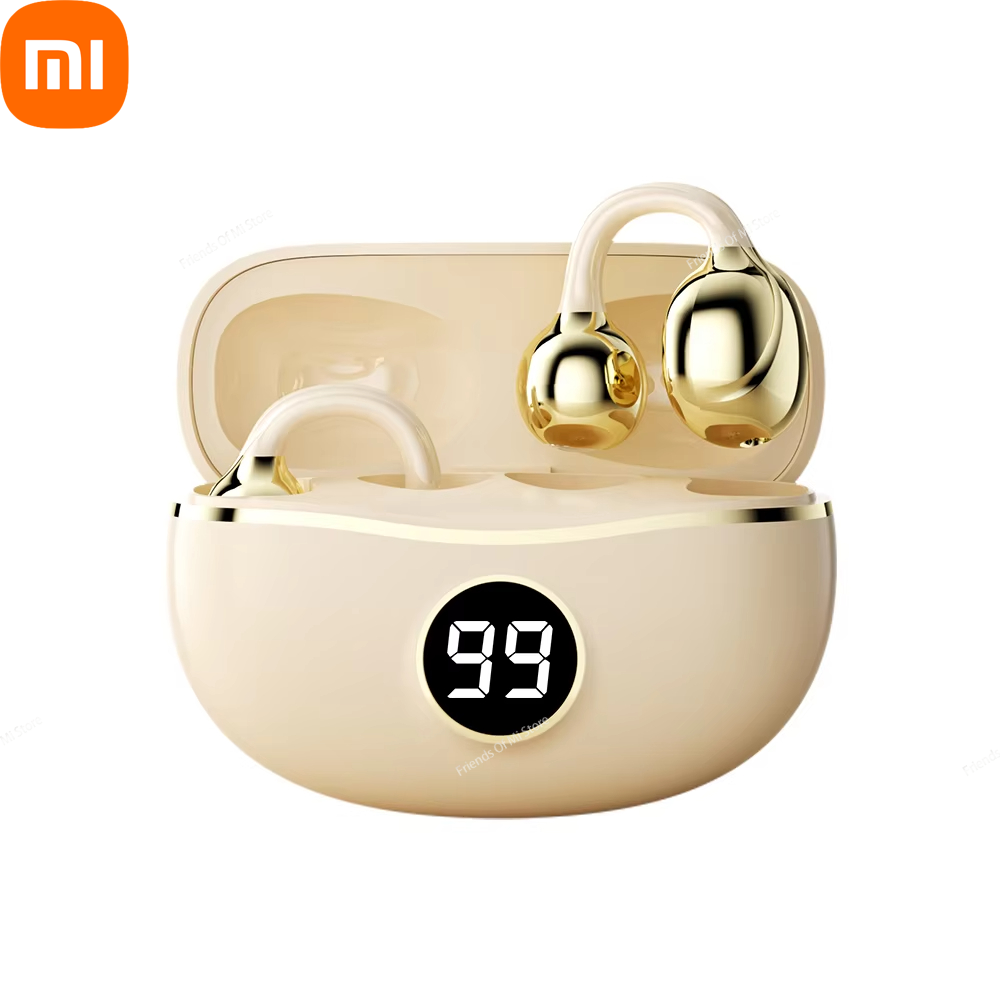 Cuffie wireless Xiaomi Auricolare Bluetooth con microfono Auricolari vivavoce con cancellazione del rumore Clip Ear Musica Sport Tappi per le orecchie da gioco: Brown