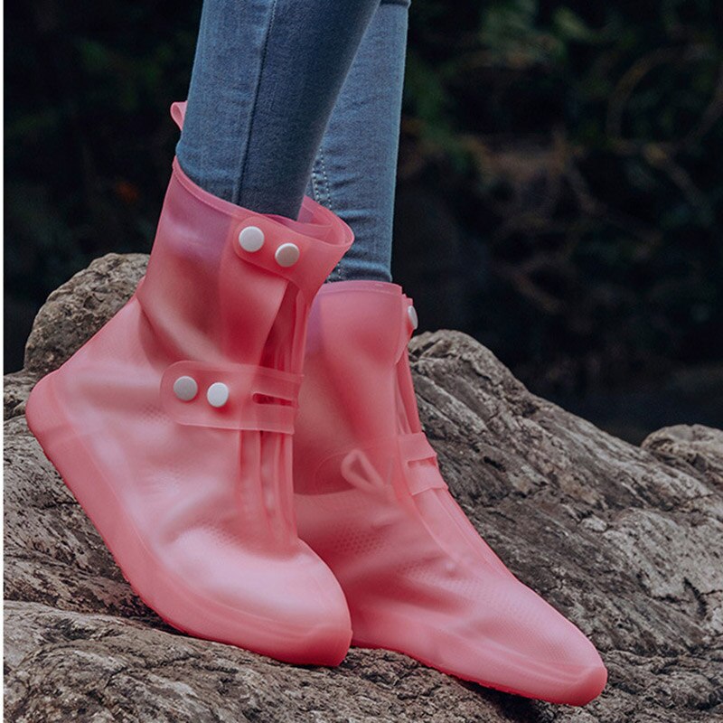 Vattentätt regnstövel skoöverdrag återanvändbara överdragsskor halkfria galoscher elastisk pvc & t8