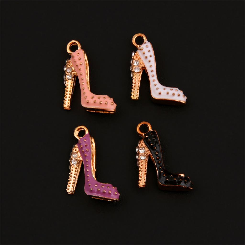 10pcs/pack Enamels High Heels Charms Making Women Shoes Pendant Necklaces Keychains Jewelry making 20X15mm