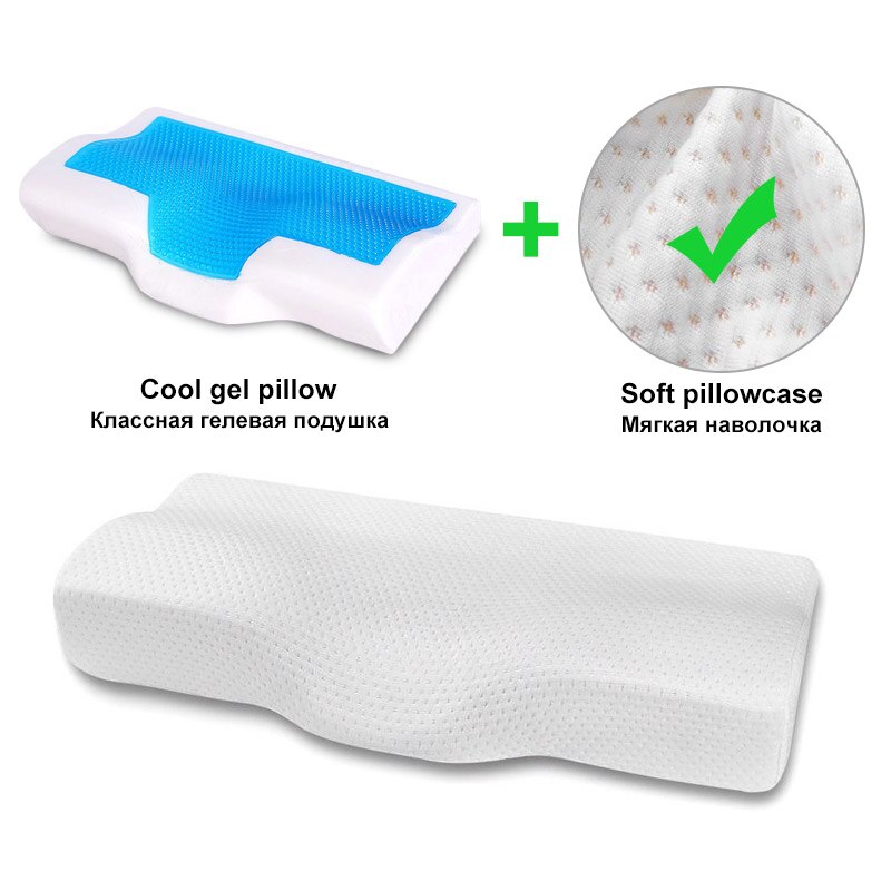 Oreiller de Gel De Mousse De mémoire de 50x3 0cm/60x35cm Confort Rebond Lent D&#39;été Glace cool Oreiller De Couchage Orthopédique Comprend Taie D&#39;oreiller: 60x35cm