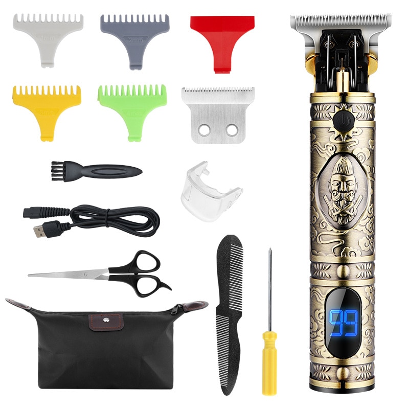 Professionelle Alle Metall T9 Elektrische Haar Haarschneidemaschine Bart Trimmer Männer Wiederaufladbare Haar Rasierer Bart Barbier Haar schneiden Schneid Maschine