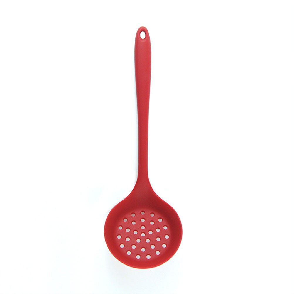 1 Pc Silicone Ingelaste Skimmer Spatel Siliconen Schuimspaan Skimmer Lepel Zeef Pollepel Met Lange Handvat: Rood