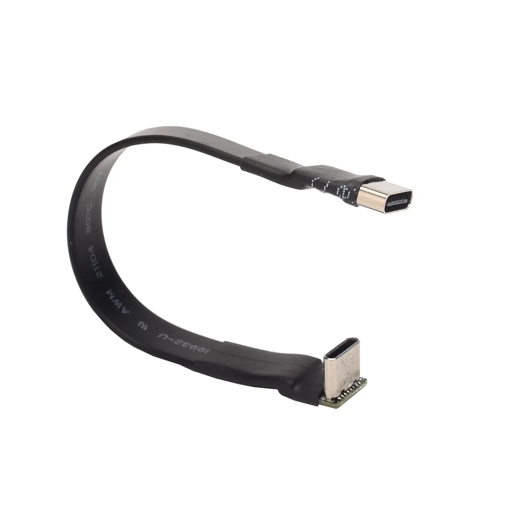 Cable plano de cinta USB 2,0 tipo C, extensión blindada, Cable FPC USB 2,0 USB-C, conectores en ángulo arriba/abajo de 90 grados, 5CM-3M para TV y PC