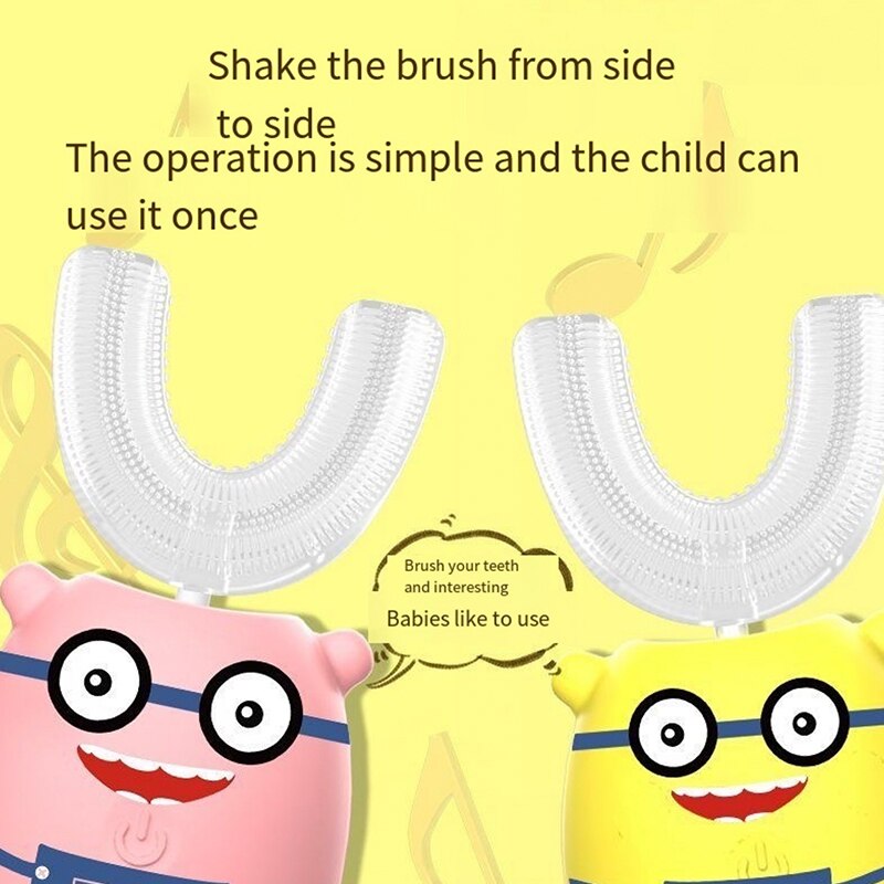 Children Smart 360 Degrees Electric Toothbrush Kids Silicon Automatic Ultrasonic Teeth Tooth Brush Cartoon Pattern XaoMi U
