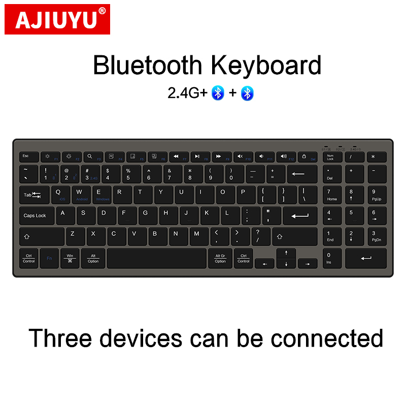 Ajiuyu Bluetooth Toetsenbord Voor Lenovo Thinkpad Dell Hp Asus Acer Samsung Lg Huawei Oppervlak Laptop Notebook Tablet 2.4G Draadloze