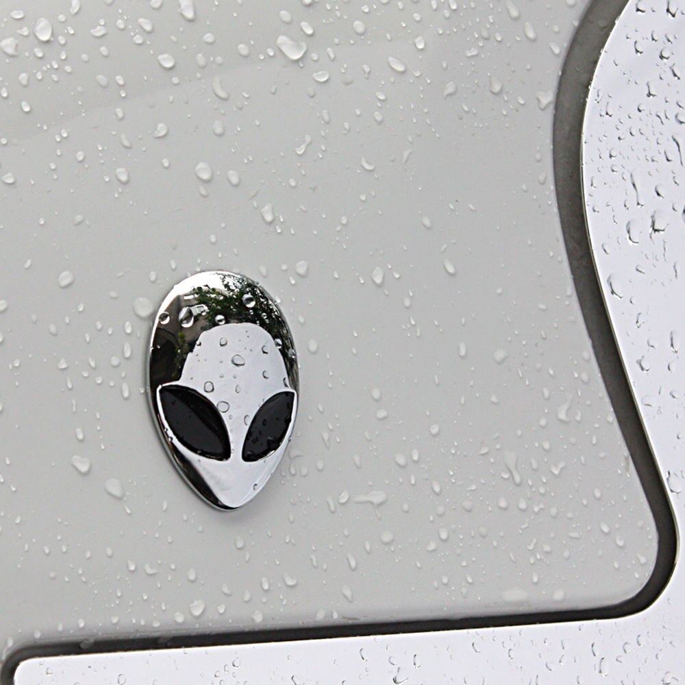 3D Alien UFO ET Full Metal Head Auto Badge Car Sticker Decal Bronze